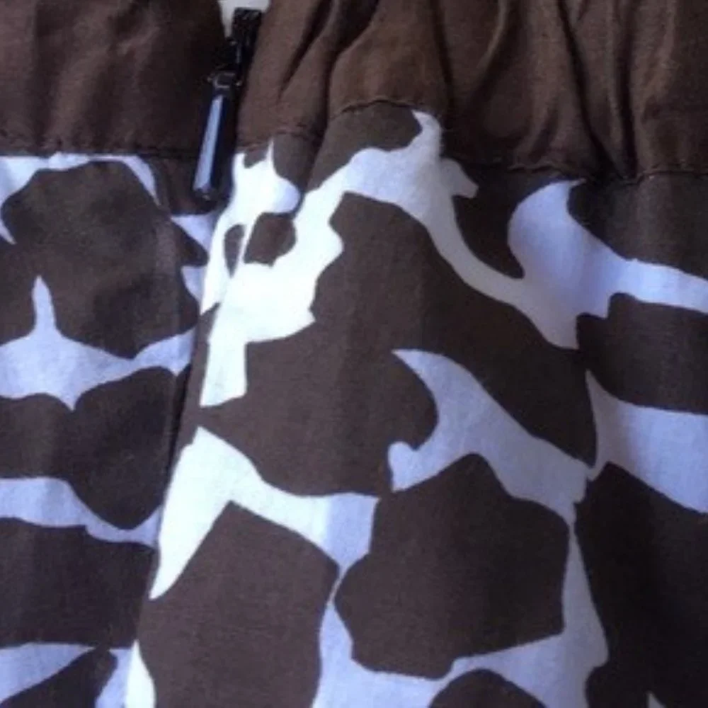 Chicos Animal Leopard Flared Midi Skirt Sz 1 M Brown Cotton Lined 28" EUC - Picture 13 of 14